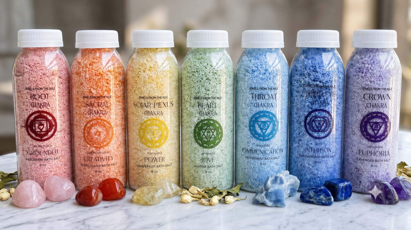 Root Chakra Bath Salt | Grounding Ritual Soak with Rose Quartz Crystal (8oz)