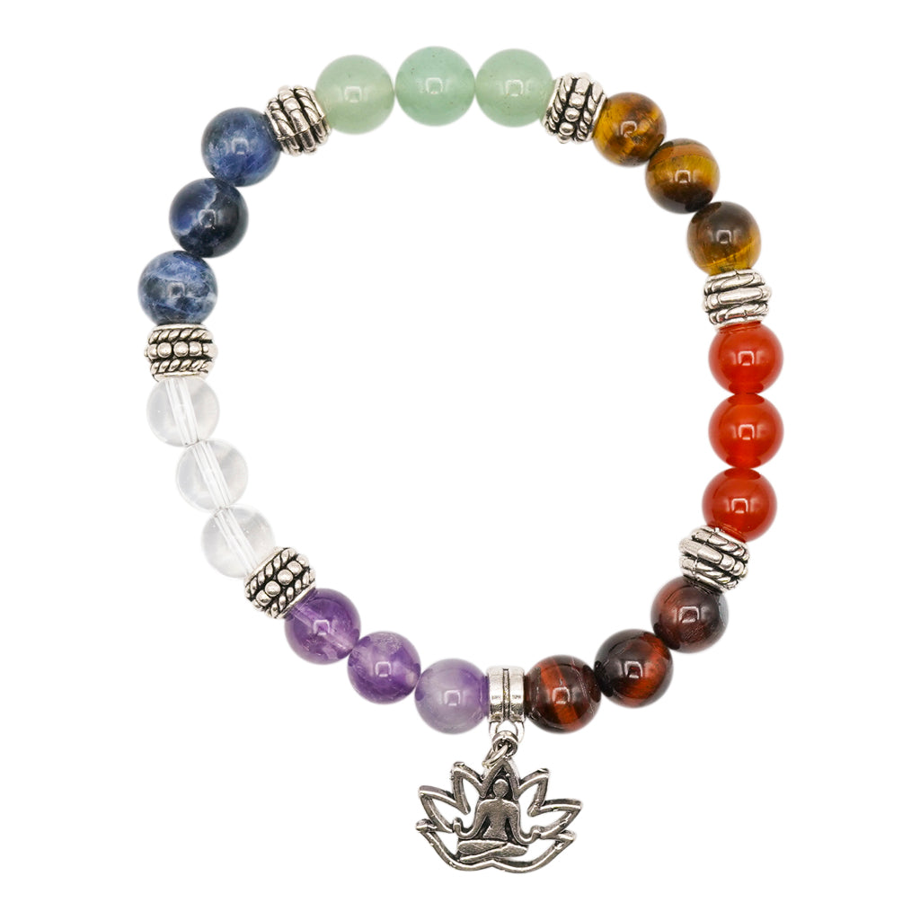 7 Chakra Healing Gemstone Lotus Bracelet