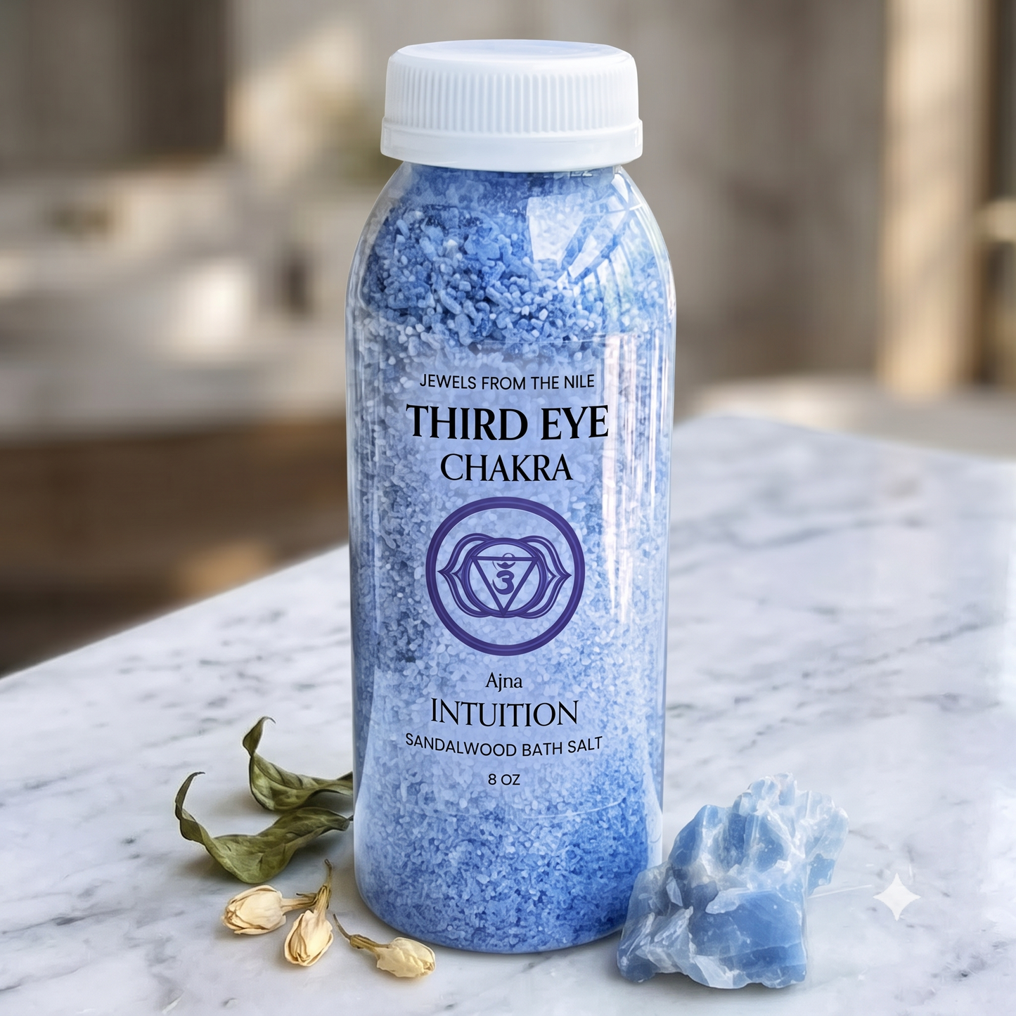 Third Eye Chakra Bath Salt | Clarity Ritual Soak with Blue Calcite Crystal (8oz)