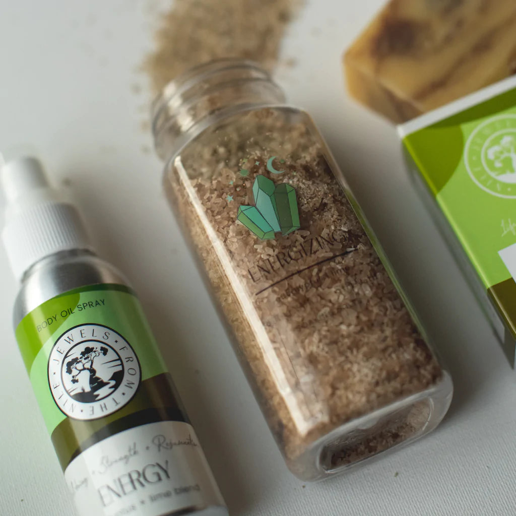 Energizing detox ritual bath salts with eucalyptus and lime for renewal
