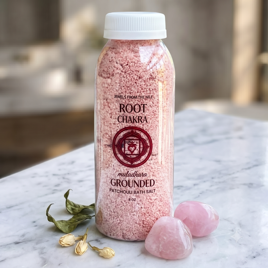 Root Chakra Bath Salt | Grounding Ritual Soak with Rose Quartz Crystal (8oz)