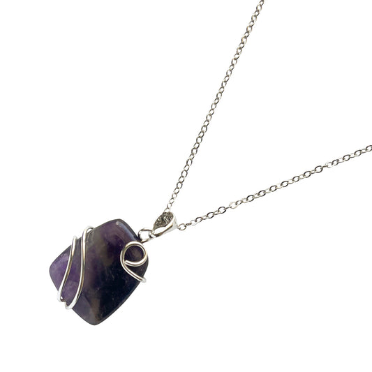 Wrapped Amethyst Pendant Necklace