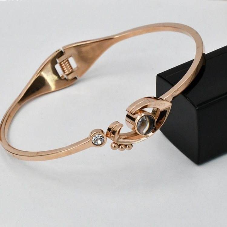 Rose Gold -Tone Evil Eye Bangle Bracelet