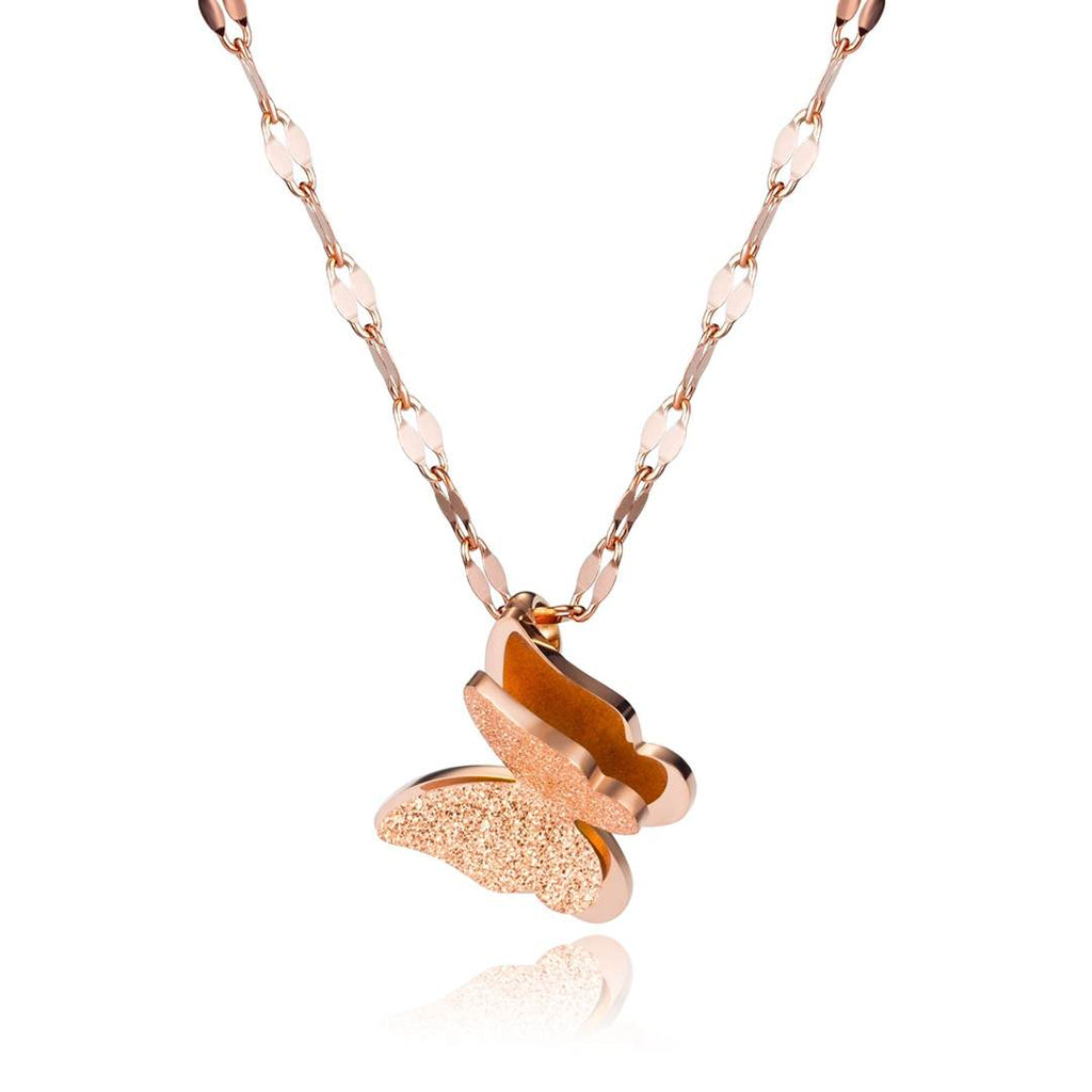 Rose Gold-Tone Butterfly Necklace