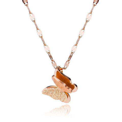 Rose Gold-Tone Butterfly Necklace