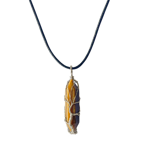 Tree of Life Tiger Eye Pendant Necklace