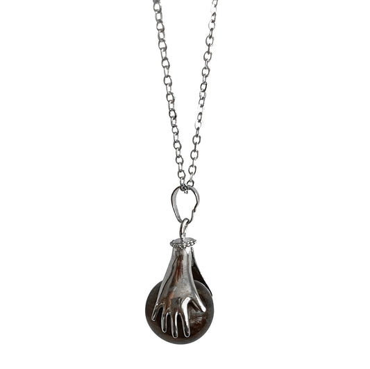 Tiger Eye with Hand of Protection Pendant Necklace